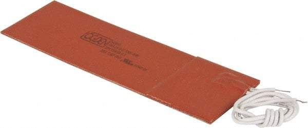 Value Collection - 6" Long x 2" Wide, Rectangular, Silicon Rubber, Standard Heat Blanket - 120 Volt, Adhesive Back, Use with Metal Containers - Eagle Tool & Supply