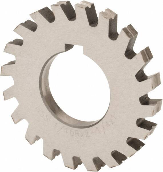 Value Collection - 1/32" Radius, 1/16" Circle Diam, 2-1/4" Cutter Diam, Arbor Connection, Concave Radius Cutter - High Speed Steel, 10 Teeth - Eagle Tool & Supply