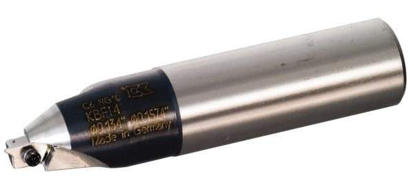 Kennametal - 9/16 to 9/16" Diam, Straight Shank, 1-1/4" Body Shank Diam, 45° Combo Chamfer and Countersink Drill - 15mm Drill Shank Diam, 3.41220R901 Insert, 4.91" OAL - Eagle Tool & Supply