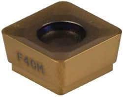 Seco - SCET120612 M14 Grade F40M Carbide Milling Insert - TiAlN/TiN Finish, 1/4" Thick, 0.263" Inscribed Circle, 0.047" Corner Radius - Eagle Tool & Supply
