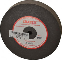 Cratex - 6" Diam x 1/2" Hole x 1" Thick, Surface Grinding Wheel - Silicon Carbide, Medium Grade, 3,600 Max RPM, Rubber Bond, No Recess - Eagle Tool & Supply