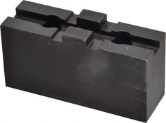 Bison - 6 to 6-1/4" Chuck Capacity, Tongue & Groove Attachment, Square Soft Lathe Chuck Jaw - 1 Jaw, Steel, 1-1/2" Btw Mount Hole Ctrs, 3-1/16" Long x 1" Wide x 1.634" High, 5/16" Groove - Eagle Tool & Supply