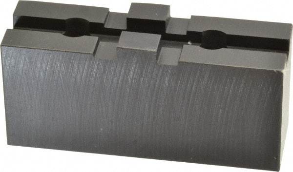 Bison - 8" Chuck Capacity, Tongue & Groove Attachment, Square Soft Lathe Chuck Jaw - 1 Jaw, Steel, 1-3/4" Btw Mount Hole Ctrs, 3-1/2" Long x 1-1/16" Wide x 1.713" High, 5/16" Groove - Eagle Tool & Supply