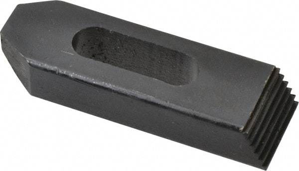 Value Collection - 1/2" Stud, Heat Treated Steel, Plain Strap Clamp - 1-1/2" Travel, 4" OAL x 1-1/4" Wide x 3/4" High, Black Oxide Finish, Tapered Nose - Eagle Tool & Supply