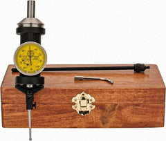 Made in USA - 5 Piece, 0mm to 6.3mm Measuring Range, Yellow Dial Test Indicator Kit - 0.005mm Accuracy, 1/8" Ball Diam, 0.01mm Dial Graduation - Eagle Tool & Supply