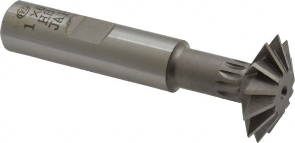 Interstate - 1° 1" Cut Diam, 5/16" Cut Width, 1/2" Shank, High Speed Steel Double-Angle Cutter - Eagle Tool & Supply