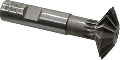 Interstate - 1-1/2° 1-1/2" Cut Diam, 1/2" Cut Width, 5/8" Shank, High Speed Steel Double-Angle Cutter - Eagle Tool & Supply