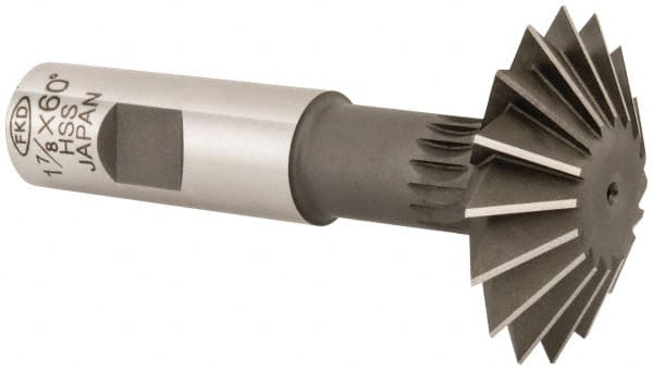 Interstate - 1-7/8° 1-7/8" Cut Diam, 5/8" Cut Width, 3/4" Shank, High Speed Steel Double-Angle Cutter - Eagle Tool & Supply