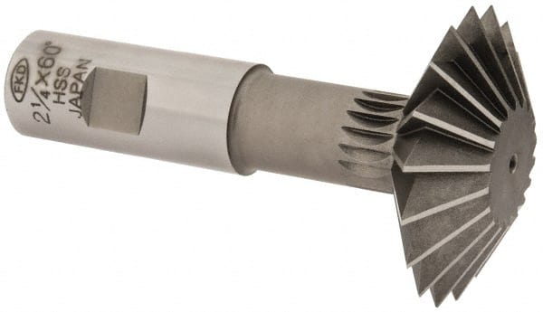 Interstate - 2-1/4° 2-1/4" Cut Diam, 3/4" Cut Width, 7/8" Shank, High Speed Steel Double-Angle Cutter - Eagle Tool & Supply