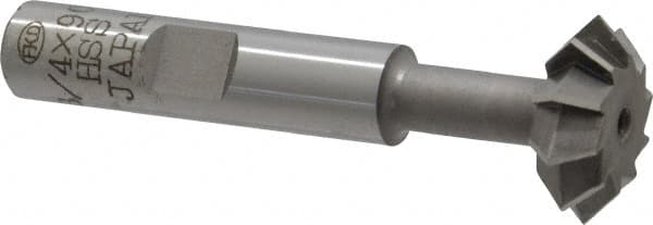 Interstate - 3/4° 3/4" Cut Diam, 1/4" Cut Width, 3/8" Shank, High Speed Steel Double-Angle Cutter - Eagle Tool & Supply