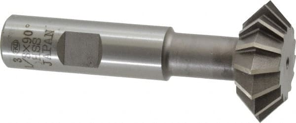 Interstate - 1-3/8° 1-3/8" Cut Diam, 1/2" Cut Width, 5/8" Shank, High Speed Steel Double-Angle Cutter - Eagle Tool & Supply