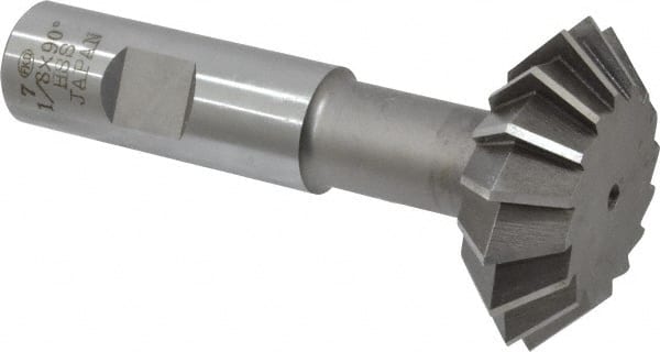 Interstate - 1-7/8° 1-7/8" Cut Diam, 5/8" Cut Width, 3/4" Shank, High Speed Steel Double-Angle Cutter - Eagle Tool & Supply