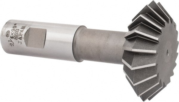 Interstate - 2-1/4° 2-1/4" Cut Diam, 3/4" Cut Width, 7/8" Shank, High Speed Steel Double-Angle Cutter - Eagle Tool & Supply