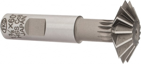 Interstate - 1-3/8° 1-3/8" Cut Diam, 7/16" Cut Width, 5/8" Shank, Cobalt Double-Angle Cutter - Eagle Tool & Supply