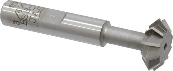 Interstate - 3/4° 3/4" Cut Diam, 1/4" Cut Width, 3/8" Shank, Cobalt Double-Angle Cutter - Eagle Tool & Supply