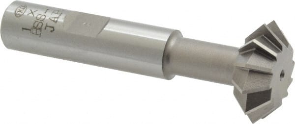 Interstate - 1° 1" Cut Diam, 3/8" Cut Width, 1/2" Shank, Cobalt Double-Angle Cutter - Eagle Tool & Supply