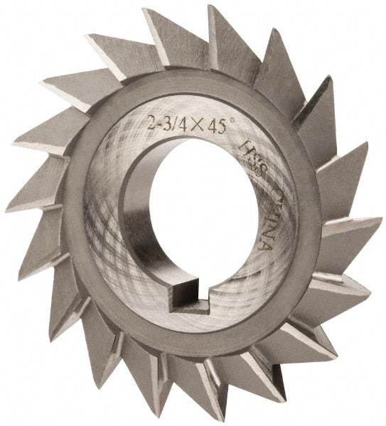 Value Collection - 2-3/4" Diam x 1/2" Width of Cut, 45° Included Angle, Arbor Connection, High Speed Steel Single Angle Cutter - Right Hand Cut, Oxide Finish - Eagle Tool & Supply