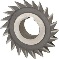 Value Collection - 3" Diam x 3/4" Width of Cut, 45° Included Angle, Arbor Connection, High Speed Steel Single Angle Cutter - Right Hand Cut, Oxide Finish - Eagle Tool & Supply