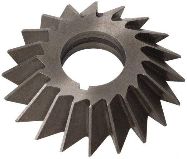 Value Collection - 5" Diam x 1" Width of Cut, 60° Included Angle, Arbor Connection, High Speed Steel Single Angle Cutter - Left Hand Cut, Uncoated - Eagle Tool & Supply