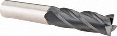SGS - 3/4", 2-1/4" LOC, 3/4" Shank Diam, 5" OAL, 4 Flute, Solid Carbide Square End Mill - Single End, AlTiN Finish, Spiral Flute, 30° Helix, Centercutting, Right Hand Cut, Right Hand Flute, Series 1L - Eagle Tool & Supply