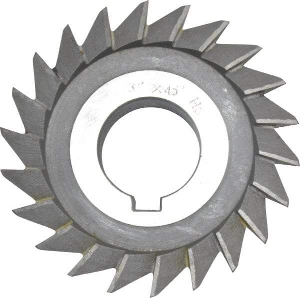 Value Collection - 3" Diam x 5/8" Width of Cut, 45° Included Angle, Arbor Connection, High Speed Steel Single Angle Cutter - Left Hand Cut, Oxide Finish - Eagle Tool & Supply