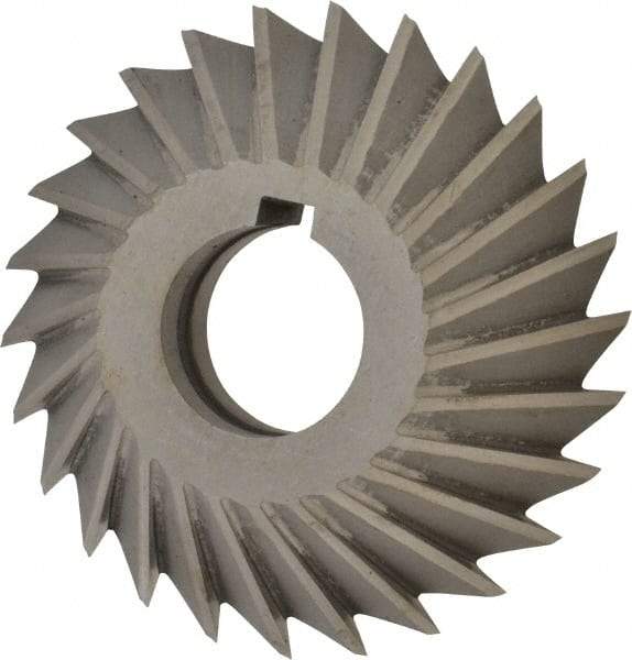 Value Collection - 4" Diam x 1" Width of Cut, 45° Included Angle, Arbor Connection, High Speed Steel Single Angle Cutter - Left Hand Cut, Oxide Finish - Eagle Tool & Supply