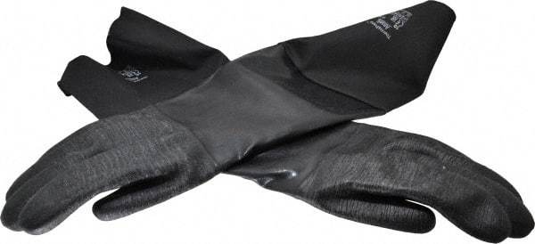 Ansell - Size XL (10), 26" Long, 85 mil Thick, Supported, Neoprene Chemical Resistant Gloves - Textured Finish, Fleece/Jersey Lined, Gauntlet Cuff, ANSI Abrasion Level 3, ANSI Cut Level 2, Black, FDA Approved - Eagle Tool & Supply