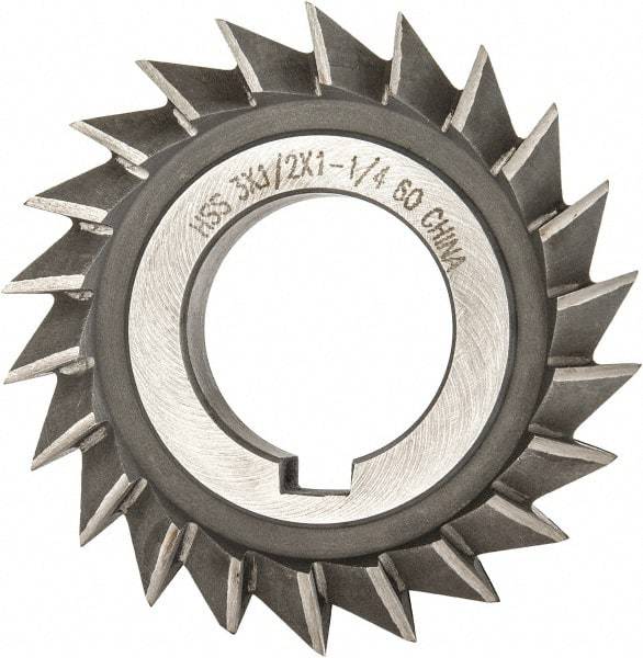 Value Collection - 3" Diam x 1/2" Width of Cut, 60° Included Angle, Arbor Connection, High Speed Steel Single Angle Cutter - Right Hand Cut, Oxide Finish - Eagle Tool & Supply