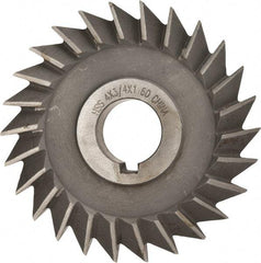 Value Collection - 4" Diam x 3/4" Width of Cut, 60° Included Angle, Arbor Connection, High Speed Steel Single Angle Cutter - Right Hand Cut, Oxide Finish - Eagle Tool & Supply