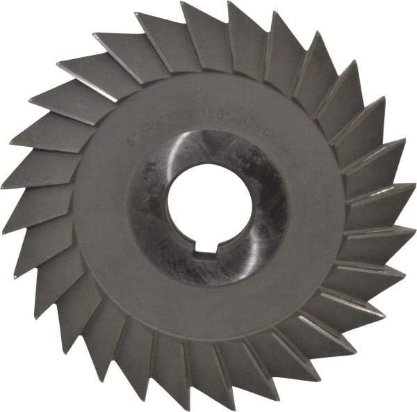 Value Collection - 6" Diam x 3/4" Width of Cut, 60° Included Angle, Arbor Connection, High Speed Steel Single Angle Cutter - Right Hand Cut, Oxide Finish - Eagle Tool & Supply