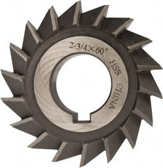 Value Collection - 2-3/4" Diam x 1/2" Width of Cut, 60° Included Angle, Arbor Connection, High Speed Steel Single Angle Cutter - Left Hand Cut, Oxide Finish - Eagle Tool & Supply