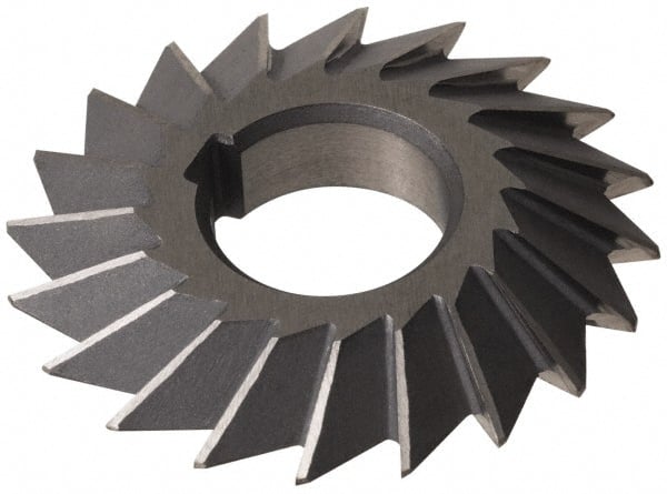 Value Collection - 5° 5" Cut Diam, 1" Cut Width, 1-1/4" Arbor, High Speed Steel Double-Angle Cutter - Eagle Tool & Supply