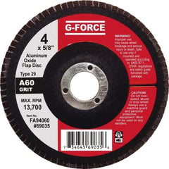 Value Collection - 60 Grit, 4" Disc Diam, 5/8" Center Hole, Type 29 Aluminum Oxide Flap Disc - 13,500 Max RPM, Fiberglass Backing, Arbor Attaching System, Coated - Eagle Tool & Supply