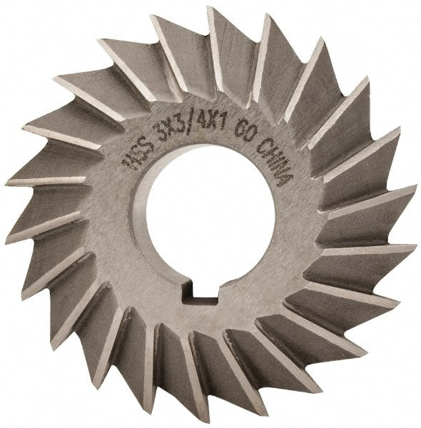 Value Collection - 3° 3" Cut Diam, 3/4" Cut Width, 1" Arbor, High Speed Steel Double-Angle Cutter - Eagle Tool & Supply