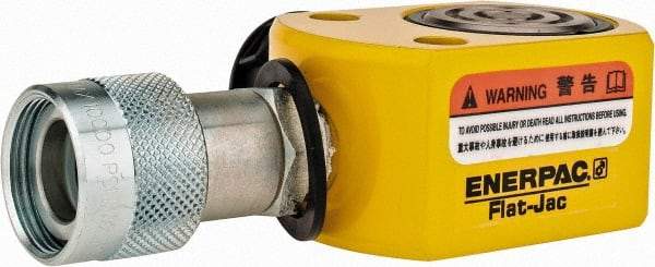 Enerpac - 10 Ton, 0.44" Stroke, 0.98 Cu In Oil Capacity, Portable Hydraulic Flat Body Cylinder - 2.24 Sq In Effective Area, 1.69" Lowered Ht., 2.13" Max Ht., 1.69" Cyl Bore Diam, 1.5" Plunger Rod Diam, 10,000 Max psi - Eagle Tool & Supply