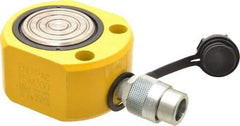 Enerpac - 30 Ton, 0.5" Stroke, 3.25 Cu In Oil Capacity, Portable Hydraulic Flat Body Cylinder - 6.49 Sq In Effective Area, 2.31" Lowered Ht., 2.81" Max Ht., 2.88" Cyl Bore Diam, 2.5" Plunger Rod Diam, 10,000 Max psi - Eagle Tool & Supply