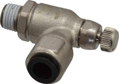 Legris - 3/8" Tube OD x 1/4" NPT Metal Flow Control Regulator - 0 to 145 psi & Treated Brass Material - Eagle Tool & Supply