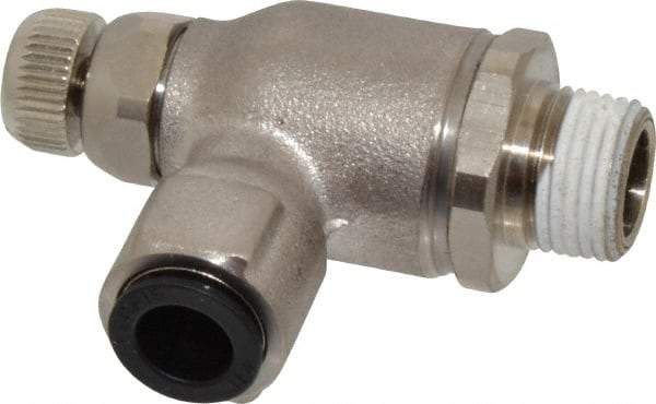 Legris - 3/8" Tube OD x 3/8" NPT Metal Flow Control Regulator - 0 to 145 psi & Treated Brass Material - Eagle Tool & Supply