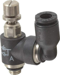 Legris - 5/32" OD x 10-32 UNF Miniature Swivel Outlet Flow Control Regulator - 0 to 145 psi & Nylon Material - Eagle Tool & Supply