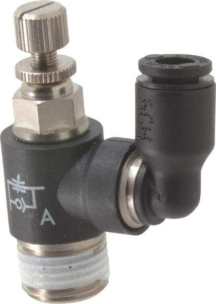 Legris - 5/32" OD x 1/8" NPT Miniature Swivel Outlet Flow Control Regulator - 0 to 145 psi & Nylon Material - Eagle Tool & Supply