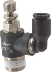 Legris - 5/32" OD x 1/8" NPT Miniature Swivel Outlet Flow Control Regulator - 0 to 145 psi & Nylon Material - Eagle Tool & Supply