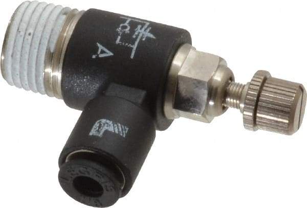 Legris - 1/8" OD x 1/8" NPT Miniature Flow Control Regulator - 0 to 145 psi & Nylon Material - Eagle Tool & Supply