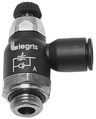 Legris - 12mm Tube OD x 1/8 Male BSPT Compact Meter Out Flow Control Valve - 14.5 to 145 psi, Nylon - Eagle Tool & Supply