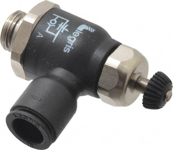 Legris - 10mm Tube OD x 1/4 Male BSPP Compact Meter Out Flow Control Valve - 14.5 to 145 psi, Nylon - Eagle Tool & Supply