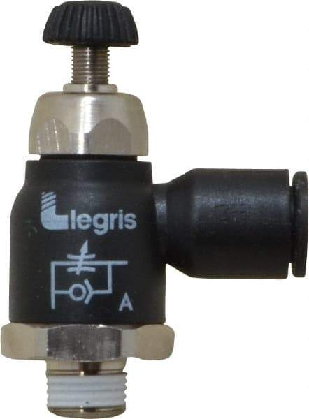 Legris - 8mm Tube OD x 1/8 Male BSPT Compact Meter Out Flow Control Valve - 14.5 to 145 psi, Nylon - Eagle Tool & Supply