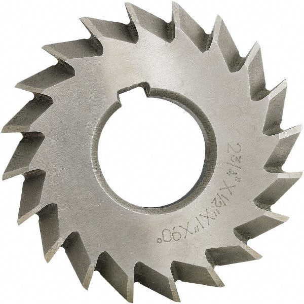 Made in USA - 5° 5" Cut Diam, 1" Cut Width, 1-1/4" Arbor, High Speed Steel Double-Angle Cutter - Eagle Tool & Supply