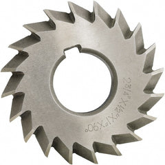 Made in USA - 5° 5" Cut Diam, 3/4" Cut Width, 1-1/4" Arbor, High Speed Steel Double-Angle Cutter - Eagle Tool & Supply