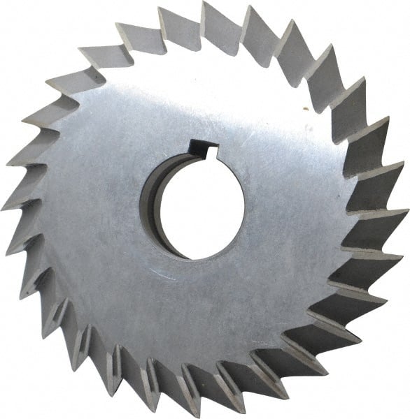 Value Collection - 5° 5" Cut Diam, 1" Cut Width, 1-1/4" Arbor, High Speed Steel Double-Angle Cutter - Eagle Tool & Supply