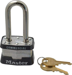 Master Lock - 2" Shackle Clearance, Keyed Different Laminated Steel Padlock - 9/32" Shackle Diam, Laminated Steel - Eagle Tool & Supply