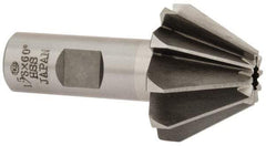 Interstate - 1-5/8" Large x 5/8" Small Diam, 1-1/16" Width of Cut, 60° Included Angle, High Speed Steel Face Angle Cutter - 3/4" Shank Diam, 3-1/16" Overall Length, Weldon Flat - Eagle Tool & Supply